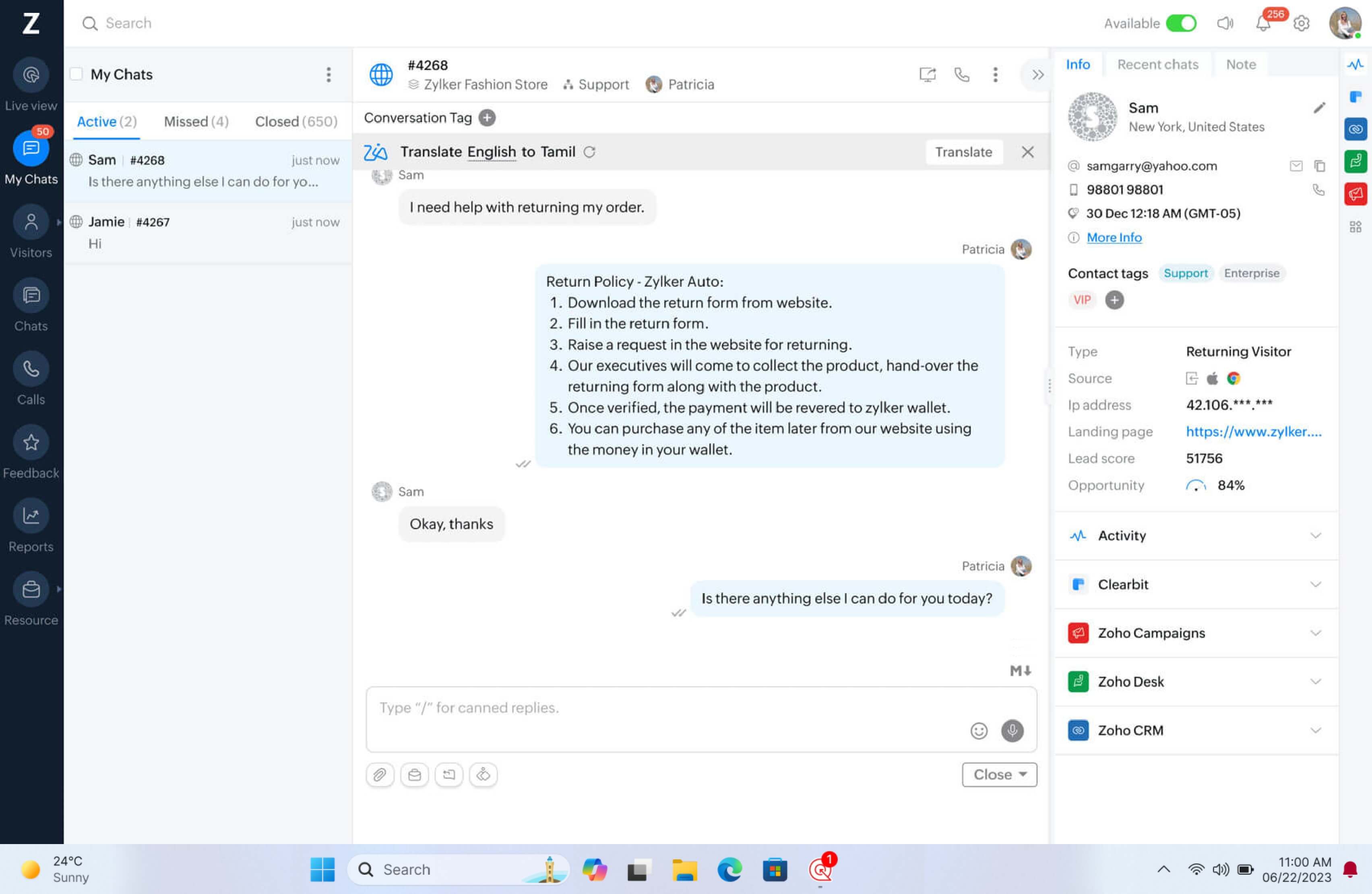 Zoho SalesIQ Windows app for seamless customer interactions